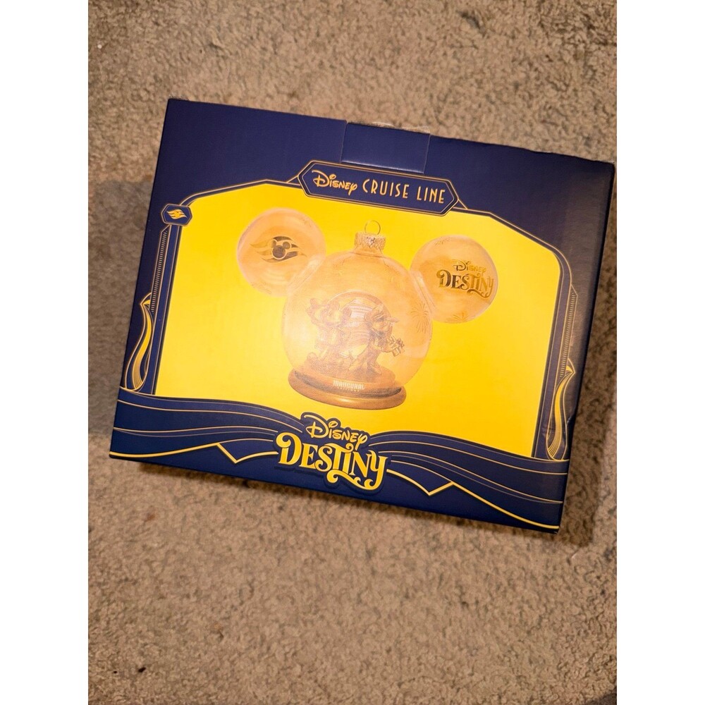 Disney Cruise Line Destiny Inaugural Sailing Mickey Head Glass Ornament NIB New - Picture 2 of 2